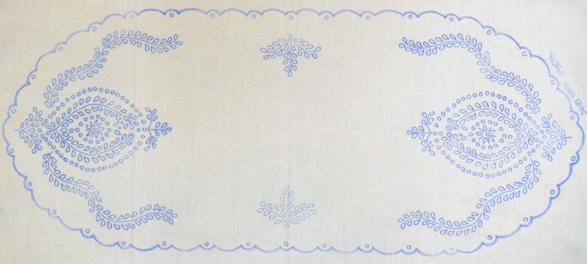 előnyomott hímezhető terítő