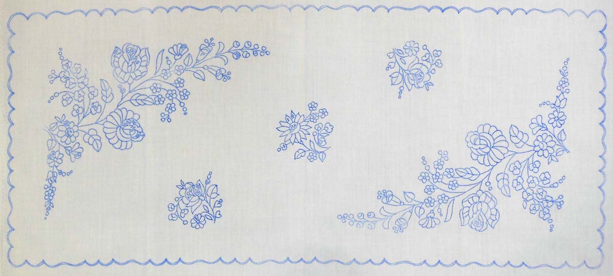 előnyomott hímezhető terítő