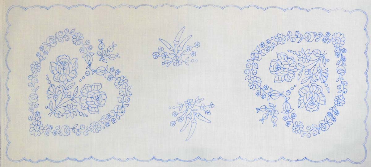 előnyomott hímezhető terítő