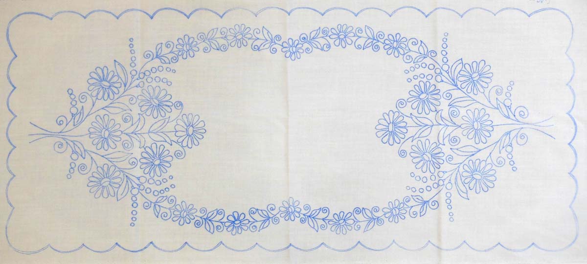 előnyomott hímezhető terítő