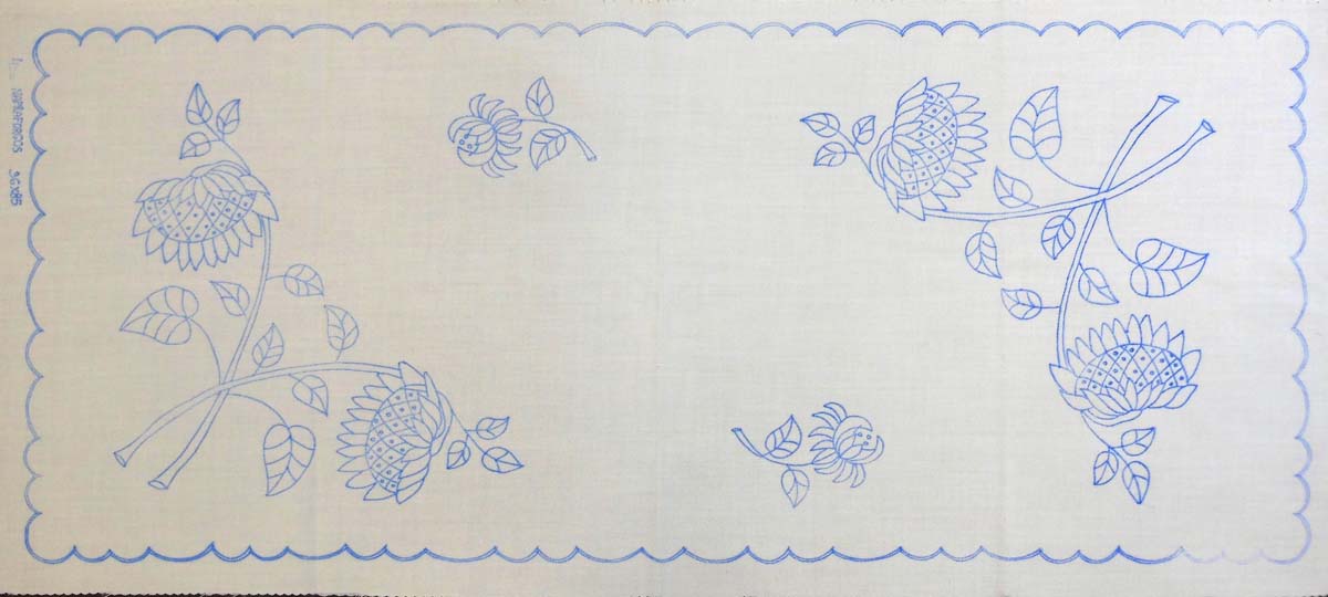 előnyomott hímezhető terítő