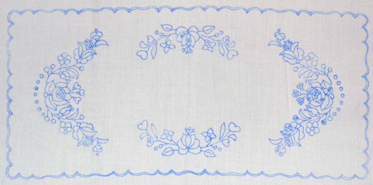 előnyomott hímezhető terítő